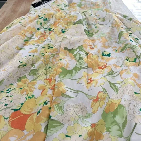 NWT - Dalia MacPhee Yellow and Green Floral Maxi Fit n Flare Sundress Size Large - Picture 7 of 12